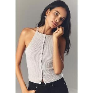 NWT Anthropologie Gray Wool And Cashmere Button Sweater Tank Top- Size Medium